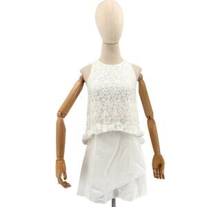 Derek Lam 10 Crosby White Cotton Lace Fringe Mini Dress